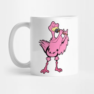 Cartoon flamingo - flute player Mug